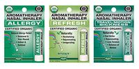 Best Organic Aromatherapy Travel/Motion Sickness, Refresh and Allergy Nasal Inhaler Set - Made with 100% Organic Essential Oils - 0.7 ml by Sponix