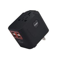 Universal Travel Adapter,YRD TECH Universal Travel Charger Adapter 5V/3.5A 4 USB Part Adaptor Worldwide Electrical Socket for US/UK/EU/AU/Asia International Travel Plug (Black)