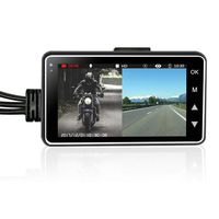 Teepao Motorcycle Dash Cam Front Rear, Motorcycle Night Vision Driving Recorder 3" LCD Screen 140 Wide Angle, Motorbike Recorder, Waterproof DVR Motorcycle Security Dual Lens Action Camera, Black