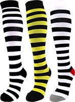 3 Pair Small/Medium Premium Quality Colorful Moderate Graduated Compression Socks 15-20 mmHg. Nurses, Running, Travel, Knee-High, Mens and Womens Style & Wide Striped Designs