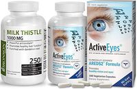 Milk Thistle 1000mg Silymarin Marianum & Dandelion Root Liver Health Support + ActiveEyes AREDS 2 Eye Vitamin & Mineral Supplement