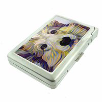 Dog Art Em3 Hip Silver Cigarette Case With Built In Lighter 4.75" X 2.75" Id Holder Metal Wallet RFID Protection