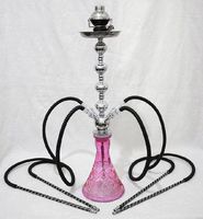 4 Hose Pink Hookah Pipe 28" BLACK ROSE w/Four Washable Hooka Hoses + Windcover