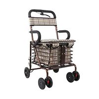 JAD@ Elderly Shopping Cart/Recreational Vehicle/Collapsible Walker/Walker/Rehabilitation Equipment Folding Walking Four-Wheeled Shopping Cart Bronze Double Wheel Size:45cm43cm85cm