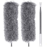 Microfiber Duster, Bendable Feather Duster with Super-long Adjust Pole Up to 100'', Retractable Household Hair Hand Duster for Cleaning Dust Cobweb on High Ceiling Fans/lights/blinds/cars