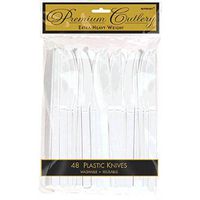 Premium Heavy Weight Plastic Knives | Frosty White | Pack of 48 | Party Supply
