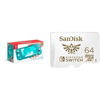 Nintendo Switch Lite - Turquoise with SanDisk 64GB MicroSDXC UHS-I Card for Nintendo Switch