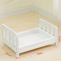 Dvotinst Newborn Photography Props for Baby Posing Bed Mini Cute Wood Cribs Accessories Infant Studio Shoot Photo Props (White)