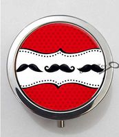 BlackKey Mustache Print Pattern 3-Compartment Decorative Pocket Gift Box Case Organizer for Pill, Color 1 -702