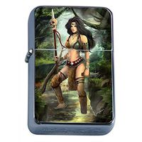 Amazon Warrior Princess Flip Top Dual Torch Lighter S14 Smoking Cigarette Smoker Double Flame Super Woman Sexy Hero