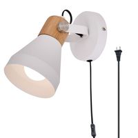 TeHenoo Contemporary White Wall Sconce, Rotatable Wall Lamp with Plug-in Cord for Master Bedroom, Living Room, Guest Room