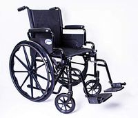 MOBB Home Health Care Deluxe Sturdy K2 Wheelchair with Flip Back Padded Arms for Easy Transfer (16x16 Elevated Legrest)