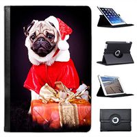 Pug Dog Dressed as Santa for Apple iPad Mini, iPad Mini 2, iPad Mini Retina, iPad Mini 3 Faux Leather Folio Presenter Case Cover Bag with Stand Capability