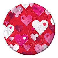 Creative Converting 8 Count Sturdy Style Round Paper Plates, 8.75", Hearts and Swirls