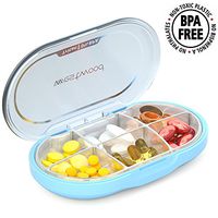 BNY Weekly Pill Box Pill Organizer Box to Hold Vitamins Supplements Medication Fish Oil or Cod Liver Oil for Daily&Travel，Waterproof and Portable,6 Compartments，BPA Free (Blue)