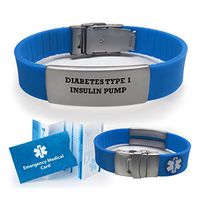 Diabetes Type 1 Insulin Pump Medical Alert ID Bracelet for Men and Women