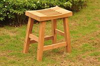 WholesaleTeak New Grade A Teak Wood 16" Single Curved Seat Shower/Bath Room/Pool/Spa Stool Bench #WHAXSCSB