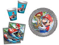Super Mario MarioKart Party Pack 8 Plates, 8 Cups and 16 Serviettes