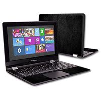 MightySkins Skin Compatible With Lenovo Flex 3 11" wrap cover sticker skins Black Leather
