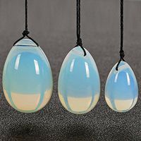 Vaginal Muscle Care Stone,3PCS/Set White Opalite Yoni Eggs Jade Egg with Cords Gemstone Massage Ball for Exercise Pelvic Vaginal Muscle Care Stone