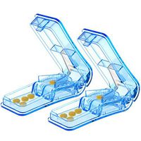 Pill and Vitamin Tablet Splitter, Travel Pill Cutter, Sturdy Cutting Blade - for Accurate Cutting, Small Splitter Easy to Carry (Light Blue) 3.5 inch (Light Blue-2 Pack)