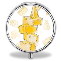 MLONE Pill Organizer - Round Stainless Steel Weekly Pill Case 3 Times-a-Day for Travelling/Pocket/Daily Needs, Medication Box Compartments to Hold Vitamins, Cod Liver Oil, Supplements (with Mirror)