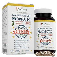 Immune Support Probiotic Targeted Strains Formula – Prebiotic Digestive Health with Vitamin C and Zinc, Acid & Bile Resistant Premium Delayed Release Veggie Capsules Supplement Superior 10 Billion CFU