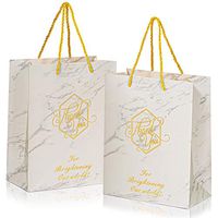 Elegant Marble Style Gift Bags Great as Wedding Gift Bags, Bridal Showers, Engagement Parties, Baby Showers || Thank You Bag || Party Gift Bag || Medium Size with Gold Foil.