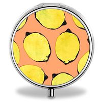 IMLONE Pill Organizer, Customized Lemon Design Pill Boxes with 3 Components and Mirror for Travelling and Daily Needs
