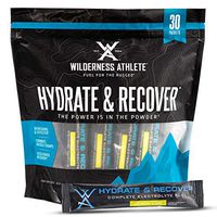 Wilderness Athlete: Hydrate & Recover, Powder Electrolyte Drink Mix, Lemon Lime, 30Count Single Serving Packets, Recover Faster with Bcaas, Boost Immune System with 1000mg of Vitamin C