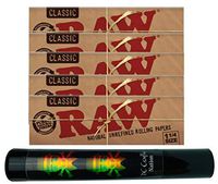 Herb Airtight Tube Pocket Protector with Raw Natural Rolling Papers 5 Count DC Crafts Nation- Rasta Skull