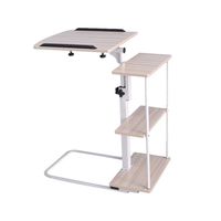 Overbed 3 Layers Table with Wheels, Gunel Height Adjustable Tray Side Table for Bed or Sofa Laptop Desk, Moveable Sofa Table (White)