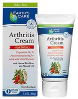 Earth's Care Arthritis Cream with 0.1% Capsaicin, No Parabens, Colors or Fragrances, Odor Free 2.4 OZ. (2 Tubes)