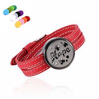 constantlife Passion Red &Black Stainless Steel Fragrance Essential Oil Diffuser Lockets Adjustable Leather Band Bracelet X'Mas Gift Girl Women (Hope)