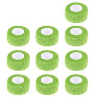 HOUTBY 10 Pack 1 inch Self Adhesive Cohesive Wrap Bandages Strong Elastic First Aid Tape Green Wrist Ankle 2.5mx5cm