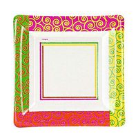 Hanna K. Signature Collection 12 Count "Razzle Dazzle" Square Paper Plate , 7-Inch