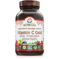 Organic Vitamin C Gold, Whole-food Vitamin C Supplement from Organic Berries and Fruits - NOT Synthetic Ascorbic Acid, 240 mg, 90 Capsules (Corn-free, Certified Organic, Vegan, Kosher, Non-GMO)
