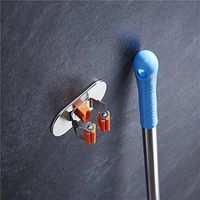 elegantstunning Mop Broom Holder, Stainless Steel Bathroom Kitchen 3M Self Adhesive Rack, Home Organizer Tools Elliptical Single Head