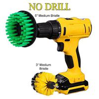 HIFROM 3"+5" Drill Powered Medium Stiffness Bristle Scrub Cleaning Brush Attachments Kit for Bathroom Tub Shower Tile Grout Kitchen Counters Linoleum Tires Wheels
