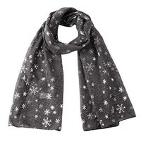 Theoylos Womens Christmas Scarf Fashion Snowflake Print Scarves Ladies Lightweight Warm Long Scarf Chiffon Shawl Wraps Dark Gray