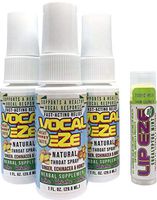 Vocal Eze, Natural Herbal Throat Spray - 3 pack with FREE (1) Lip Eze Lip Balm | Celebrity Endorsed | Relieve fatigue, dryness, hoarseness, soreness | Voice Immunity Premium Ingredients (3 Bottles)