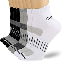 Compression Socks Women and Men, Ankle Compression Socks, Running socks (6 Pairs),Arch Support Flight Travel Nurses (04 Black/White/Grey, Large/X-Large)
