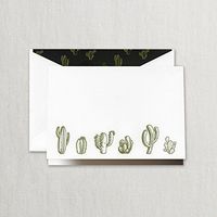 Crane & Co. Engraved Cactus Note with Lined Envelopes- Pack of 20 Cards