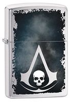 Zippo Lighter: Assassins Creed Logo and Skull - Brushed Chrome 79299