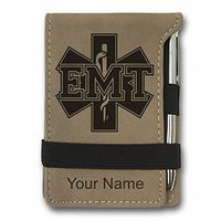 Mini Notepad, EMT Emergency Medical Technician, Personalized Engraving Included (Light Brown)