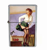 Pinup Sexy Teacher Flip Top Oil Cigarette Lighter