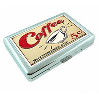 Metal Silver Cigarette Case Vintage Poster D-036 Coffee Bottomless Cup