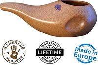 Sattvic Path Ergonomically Designed Hand-made Ceramic Neti Pot, Clay Brown