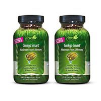 Irwin Naturals Ginkgo Smart Powerful Nootropic Brain Booster - Supports Maximum Memory, Focus & Mental Clarity with DMAE, Clubmoss, Choline & Acetyl L-Carnitine - 120 Liquid Softgels (Pack of 2)