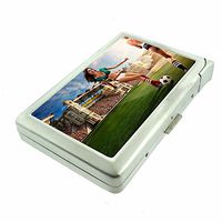 Brazilian Pin Up Girls Brazil D15 Cigarette Case Lighter Smoking King Size Cigarettes Silver Metal Wallet 4" X 2.75" RFID Protection